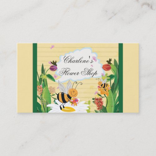 Bumblebees Flowers Gardens Business Card Template