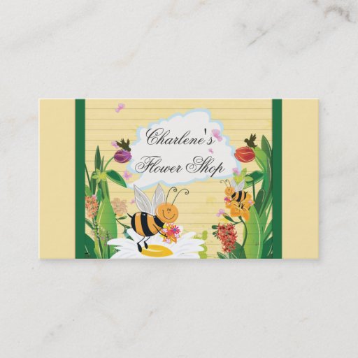 Customizable Bumblebees Flowers Gardens Business Card Template