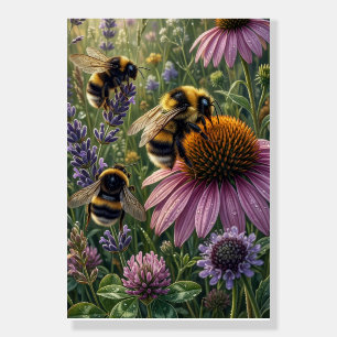 Bumblebees On Coneflowers Pollinator Botanical Fle Foam Board