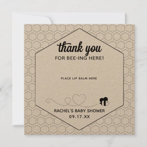 Bumblee Baby Shower Lip Balm Favor Tag Card