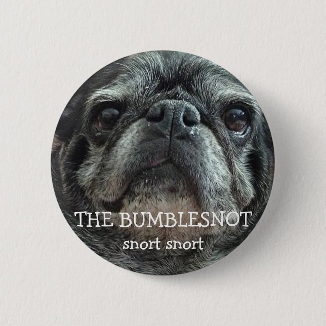 Bumblesnot button:  snort snort pinback button (Front)