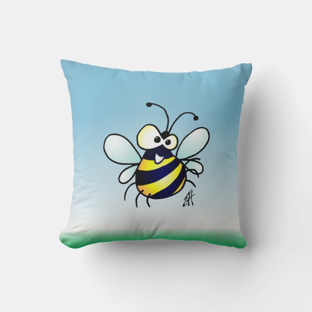 Bumbling Bee Throw Pillow (Front)