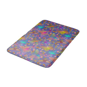 Bumbling Butterflies in Stormy Skies Bath Mat