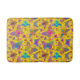 Bumbling Butterflies in Summer Bath Mat