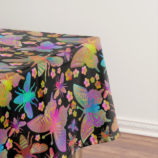 Bumbling Butterflies on Pitch Tablecloth (In Situ)
