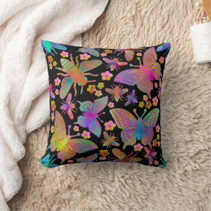 Bumbling Butterflies on Pitch Throw Pillow