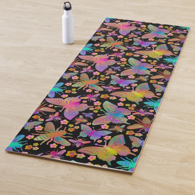 Bumbling Butterflies on Pitch Yoga Mat (In Situ)