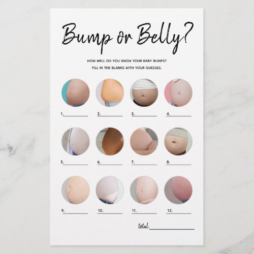 Bump or Beer Belly Minimalist Baby Shower Game