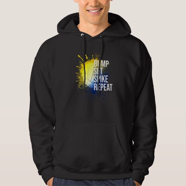 Bump Set Spike Repeat Volleyball Athlete Sports Hoodie (Front)