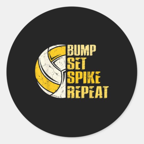 Bump Set Spike Repeat Volleyball Fun  Classic Round Sticker