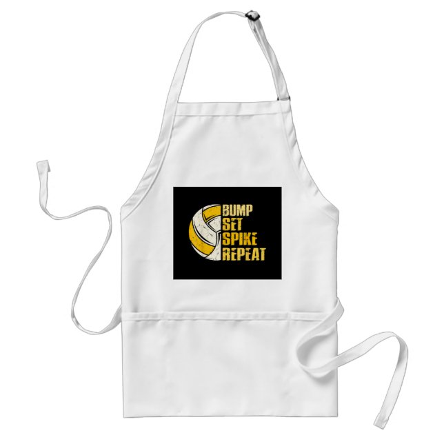 Bump Set Spike Repeat Volleyball Funny Adult Apron (Front)