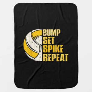 Bump Set Spike Repeat Volleyball Funny Baby Blanket