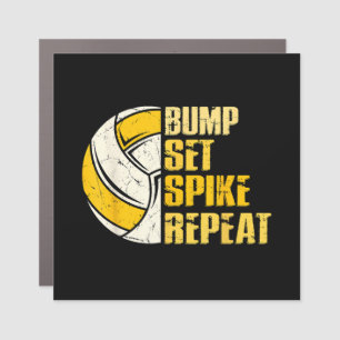 Bump Set Spike Repeat Volleyball Funny Car Magnet