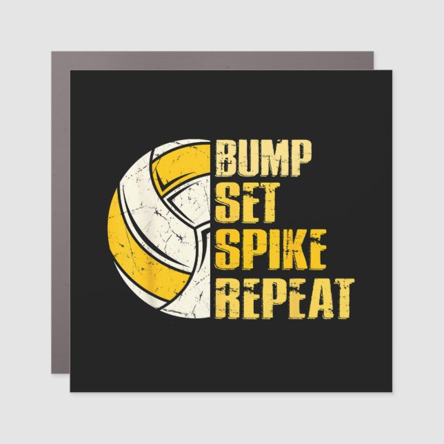 Bump Set Spike Repeat Volleyball Funny Car Magnet (Front)