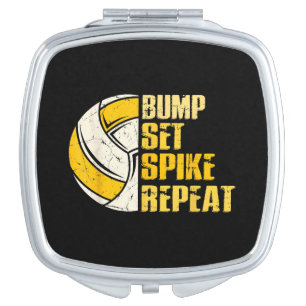 Bump Set Spike Repeat Volleyball Funny Compact Mirror