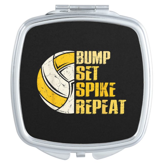 Bump Set Spike Repeat Volleyball Funny Compact Mirror (Front)