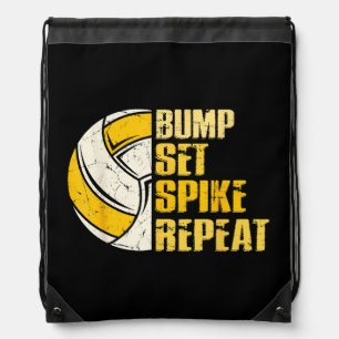 Bump Set Spike Repeat Volleyball Funny Drawstring Bag