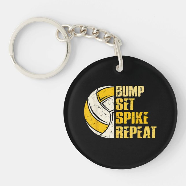 Bump Set Spike Repeat Volleyball Funny Keychain (Front)