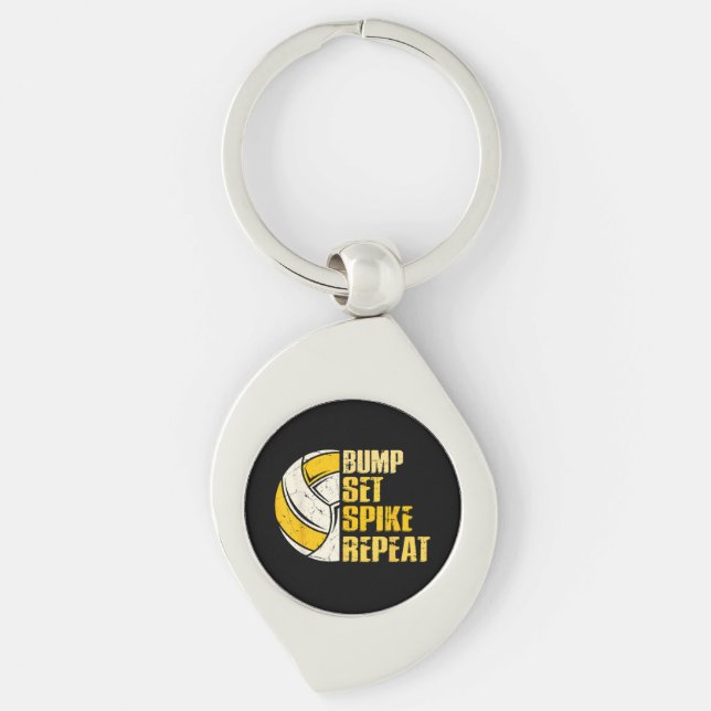 Bump Set Spike Repeat Volleyball Funny Keychain (Front)
