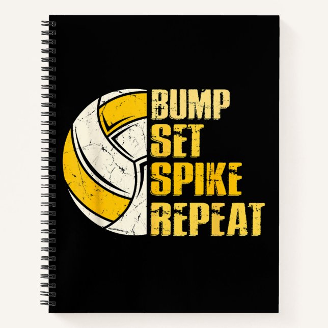 Bump Set Spike Repeat Volleyball Funny Notebook (Front)