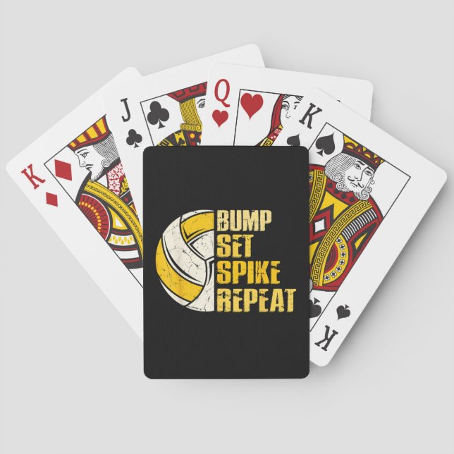 Bump Set Spike Repeat Volleyball Funny Poker Cards (Back)