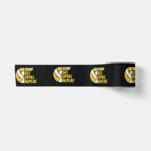 Bump Set Spike Repeat Volleyball Funny Satin Ribbon