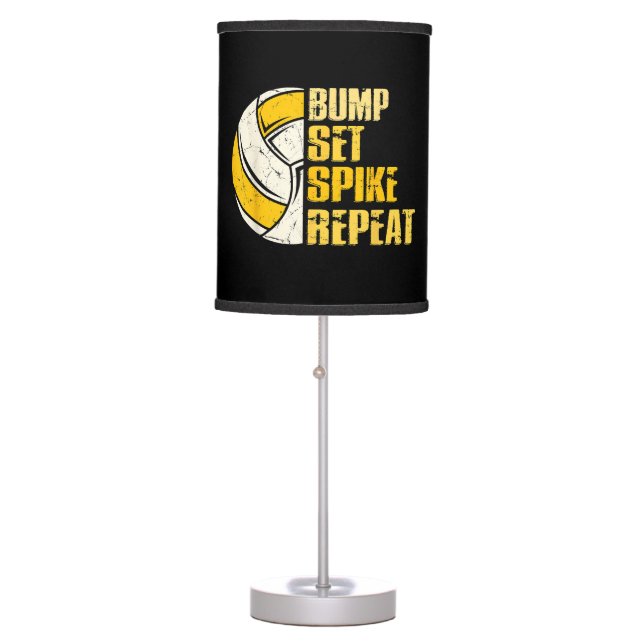 Bump Set Spike Repeat Volleyball Funny Table Lamp (Front)
