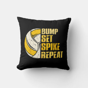 Bump Set Spike Repeat Volleyball Funny Throw Pillow