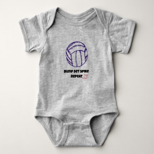 Bump Set Spike Repeat Volleyball T_Shirt Baby Bodysuit