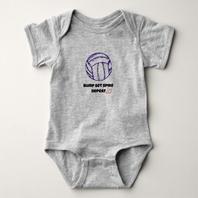 Bump Set Spike Repeat Volleyball T-Shirt Baby Bodysuit (Front)