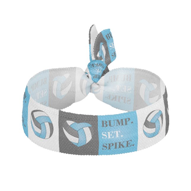 Bump, Set, Spike - Volleyball - Baby Blue Elastic Hair Tie (Front)