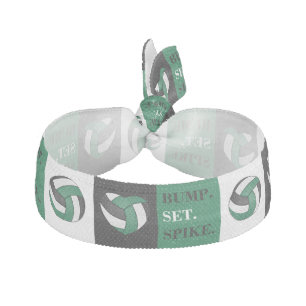 Bump, Set, Spike - Volleyball - Green Elastic Hair Tie