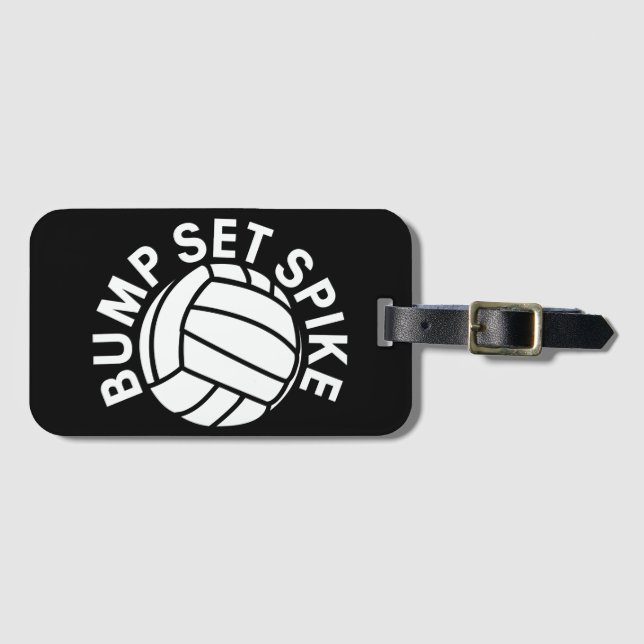 Bump set spike volleyball team luggage tag (Front Horizontal)