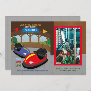 Bumper Cars Birthday Invitation Fairground Photo