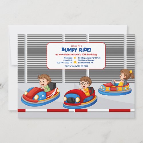 Bumper Cars Birthday Party Invitation