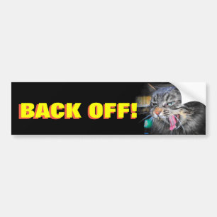 Bumper Cat Screams Back off  Animal Meme Sticker