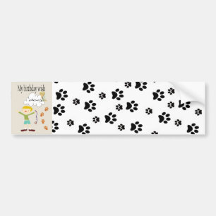 Bumper Sticker Birthday Wishes Paw Prints