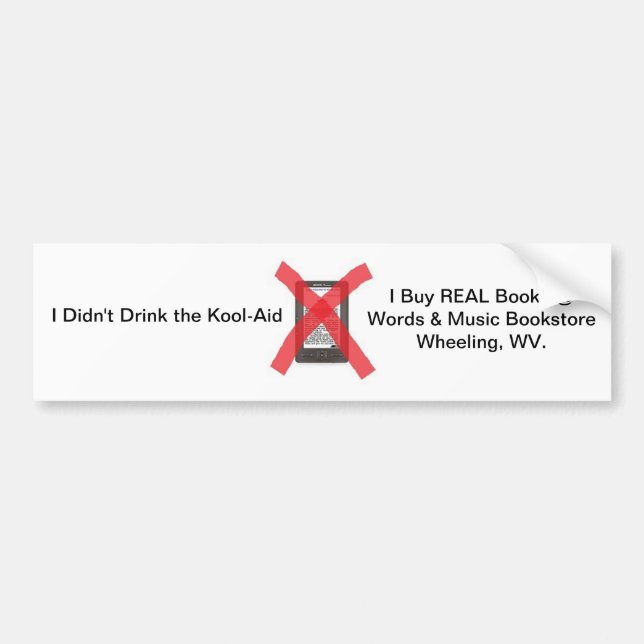 bumper sticker bookstores wheeling WV. (Front)