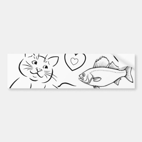 Bumper Sticker Cat Kittens Fish