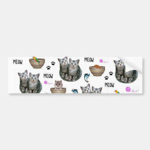 Bumper Sticker Cat Kittens Meow