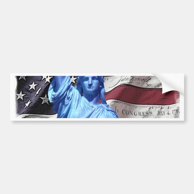 Bumper Sticker Flag & Statue of Liberty (Front)