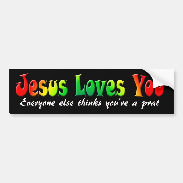 Bumper Sticker Jesus Loves You (Front)