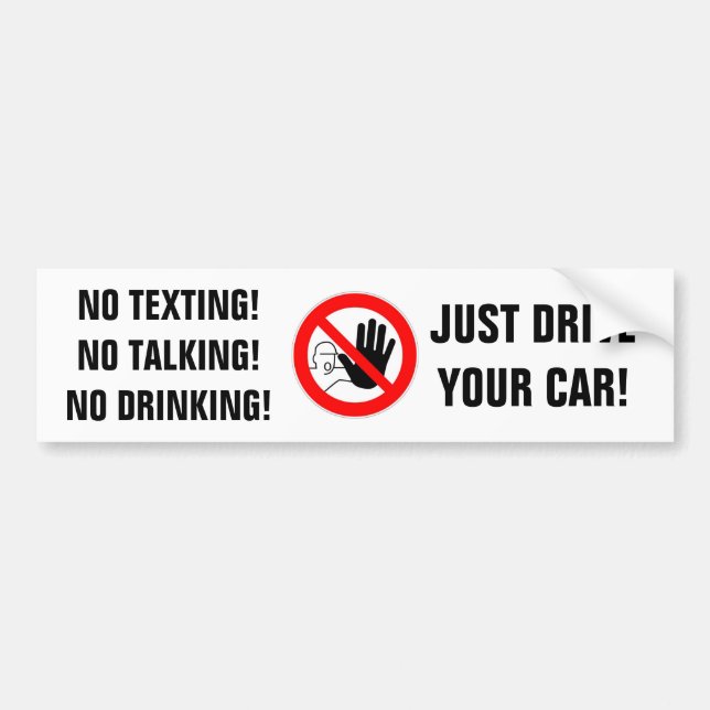 BUMPER STICKER "NO TEXTING,NO TALKING,NO DRINKING" (Front)