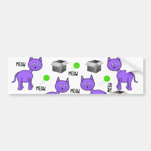 Bumper Sticker Purple Cat Kittens Meow