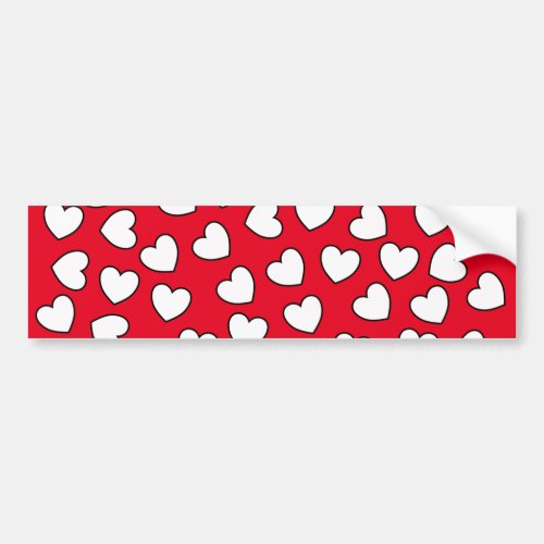 Bumper Sticker Red White Hearts