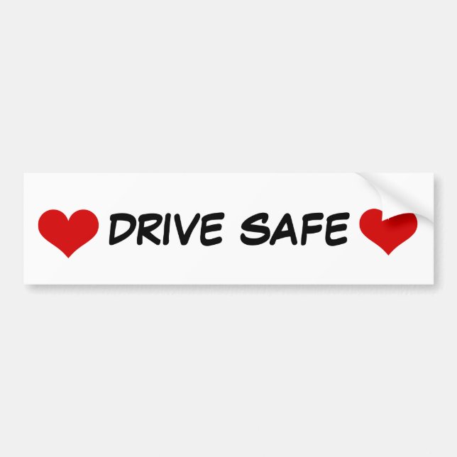 Bumper Sticker with Red Heart and Drive Safe Text (Front)