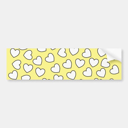 Bumper Sticker Yellow White Hearts