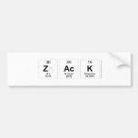 zack  Bumper Stickers