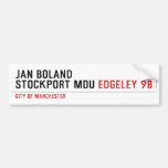 Jan Boland Stockport MDU  Bumper Stickers