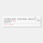 ITUMELENG MOKOENA MASULUKE  Street  Bumper Stickers
